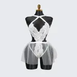 Plus Size White Sheer Mesh Bodysuit