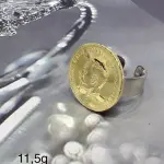 خاتم فضة 925 بتصميم عملة ذهبية فرى سايز