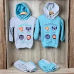 بيجامة بيتي كابيتشوه ، طباعة حيوانات ، رصاصي وبيبي بلو