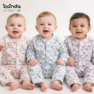 بيجامة بيتي قطن زراير ، ارنب ورد ميرو