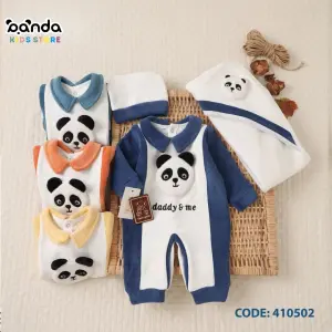 طقم ولادة مستشفى قطيفة ٣ قطع سلوبيت وكوفرتة وطاقية ، باندا بارز