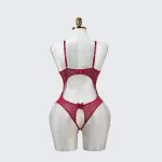 Floral Lace Embroidered Open Crotch Bodysuit