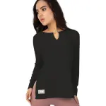 Cotton Rib Long Sleeve Black T-Shirt