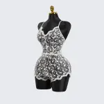 White Lace Embroidery See-Through Hollow Teddy Bodysuit