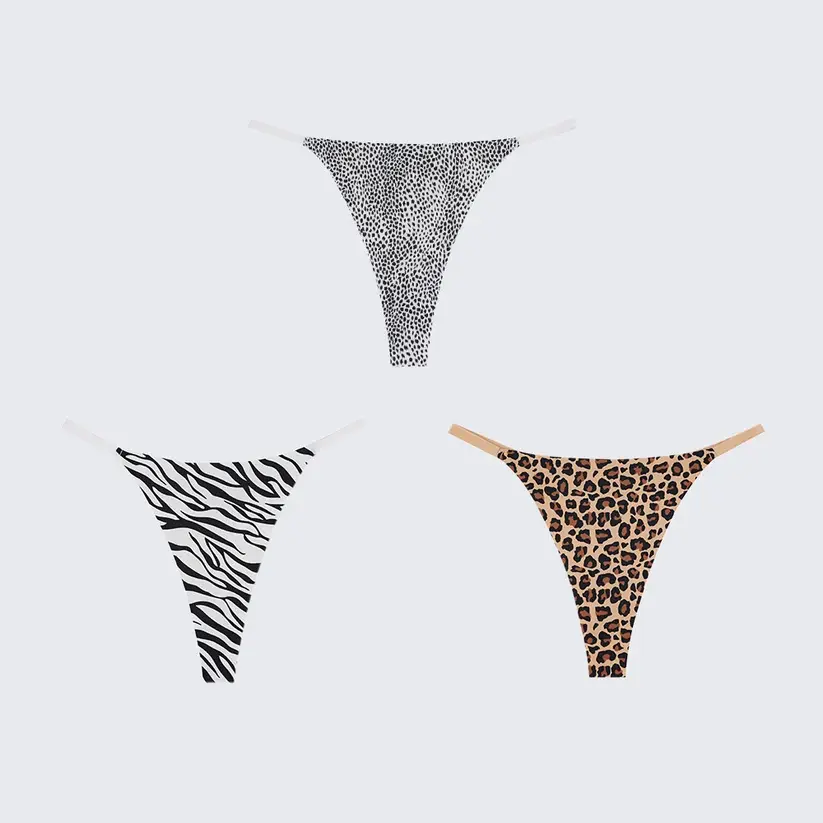 Ice Silk Seamless Low Rise Leopard Thong Panty