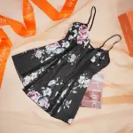 Black Lace Embroidery Seduction High Slit Suspender Panty Set