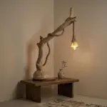 Rustic Handcrafted Driftwood & Natural Rope Table Lamp