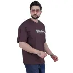 Brown Chest Print Oversize T-Shirt