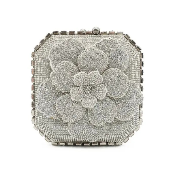 Camellia Floral Crystal-Embellished Evening Bag VS-63