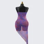 Colorful Elastic See-Through High Slit Suspender Dress