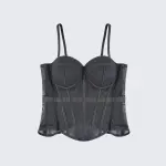 Solid Waist Training Corset with Boning Slimming Bustier