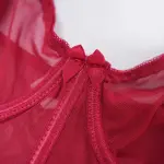 Red Sheer Mesh Lingerie Bra Panty Dress Set