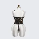 Floral Pattern Black Sculpting Corset
