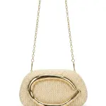 Natural Woven Bag with Bold Gold Hardware VS-71