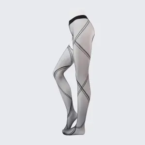 Ultra-Thin Sexy Shiny Pantyhose with Jacquard and Straps