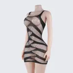 Fishnet Stripe Sexy Lingerie Chemise Mini Dress