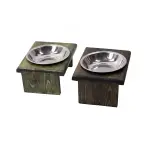 Elevated Handmade Wooden Cat Feeder – Ergonomic Raised Pet Bowl Station