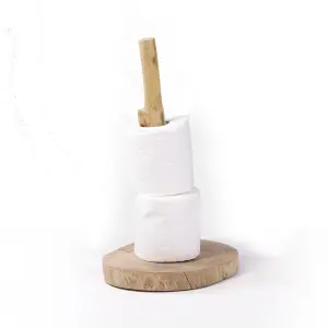 Natural Wooden Paper Towel Stand – Unique Rustic Kitchen Stand