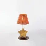 Handmade Boho Wooden Star Table Lamp with Macrame Shade
