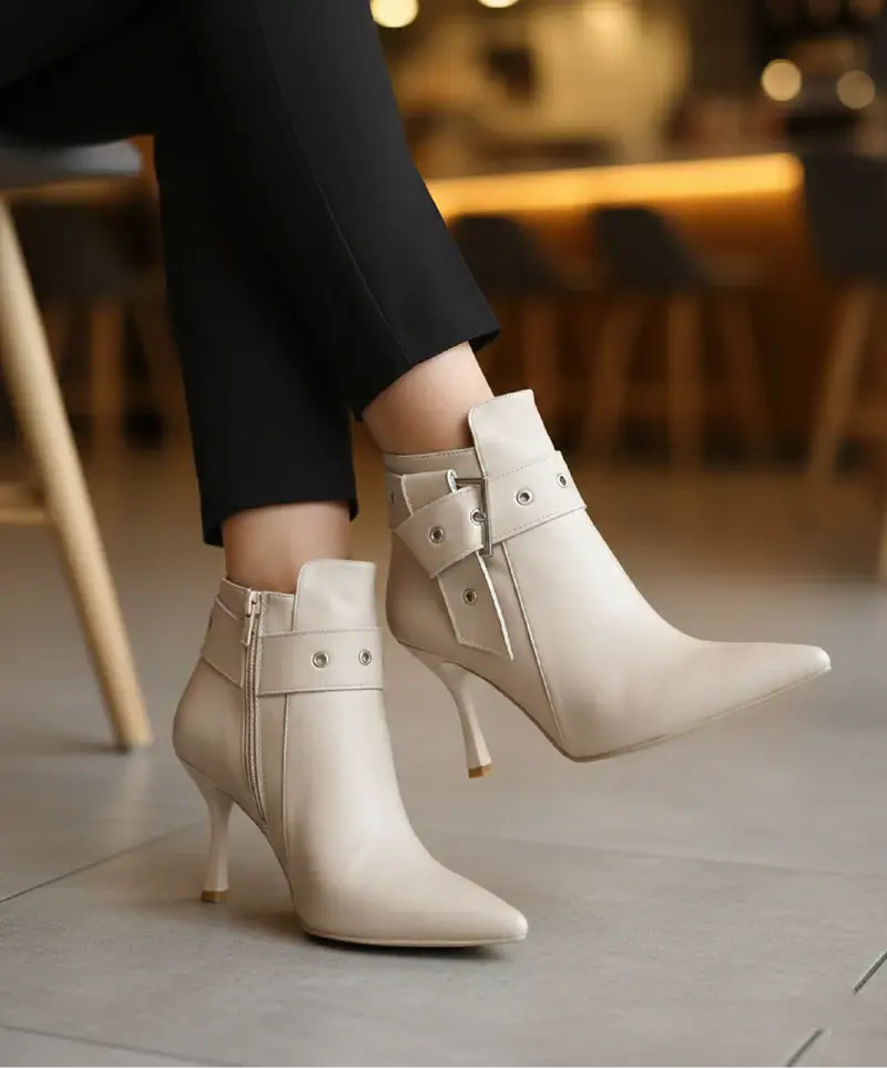 Boot decorated with a stylish buckle R-509 new