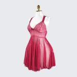Sheer Fine Mesh Embroidered Babydoll Spaghetti Strap Lingerie