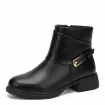 Leather Ankle Boots with Buckle Strap Detail B-57