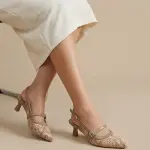 Lace Heeled Slingback Sandal C-118