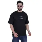 Black Chest and Back Print Oversize T-Shirt