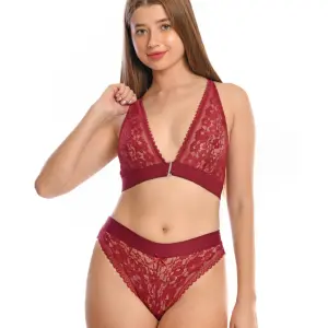 Lace Non-Wire Set Red 2 PCs