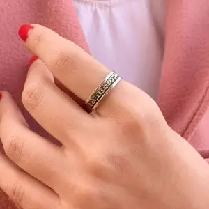 خاتم فضه منقوش فرى سايز