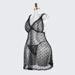 Plus Size Heart Pattern Mesh Lace Lingerie Set