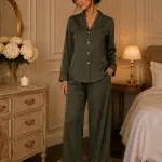 Olive Crinkled Marble Effect pjs