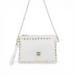 White studded clutch bag with gold-tone hardware BA-62