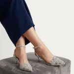 Elegant Front Detail Heels with Sparkling Ankle Strap C-105