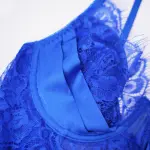 Blue Lace Floral Embroidered Bodysuit