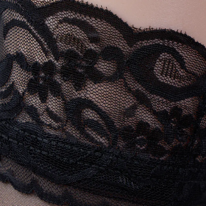 Floral Lace-Trim Thigh-High Stockings