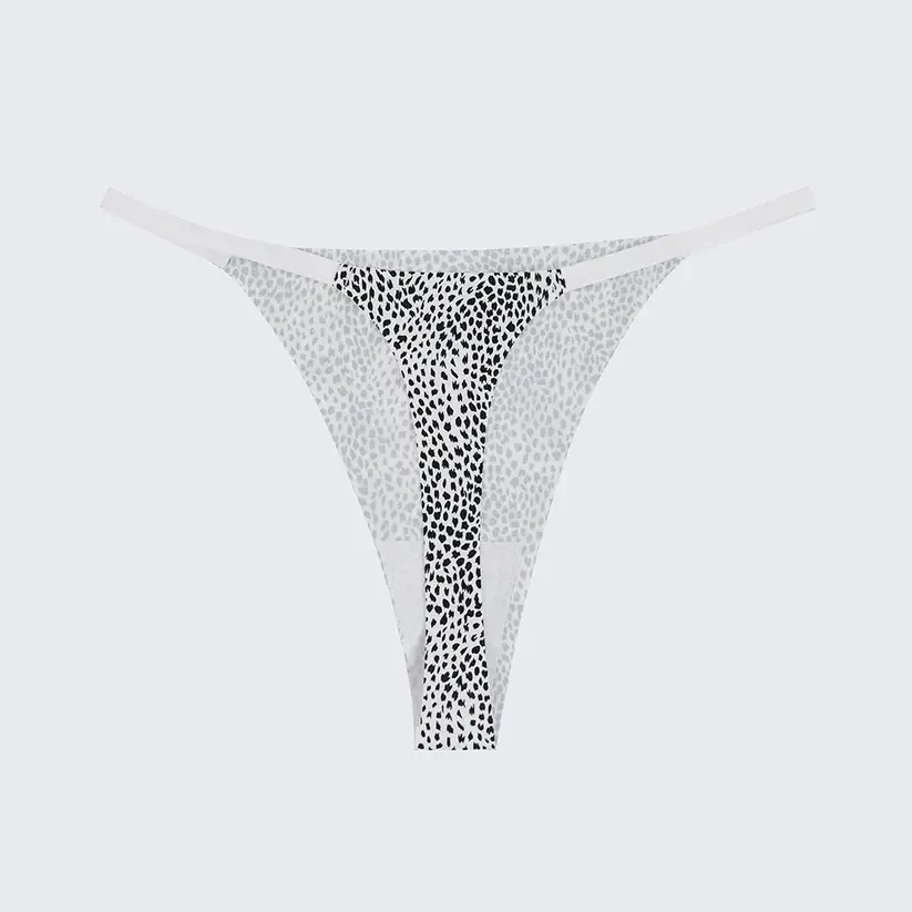 Ice Silk Seamless Low Rise Leopard Thong Panty