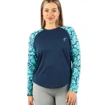 Crew Neck Long Sleeve Turquoise Top