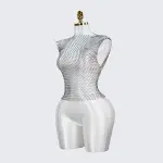 Shiny Crystal Fishnet Cover Up Summer Beach Mesh Top
