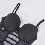Black Sheer Mesh Bodysuit Dress Set