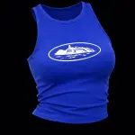 Blue in white corteiz top