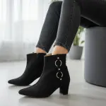 Elegant ankle boots with metallic ring details B-49