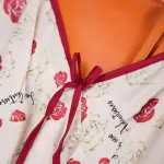 Rose Print Deep V Spaghetti Straps Dress