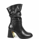 Boot with Geometric Heel and Ruched Design B-62