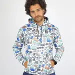 Allover Printed White Hoodie