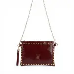 White studded clutch bag with gold-tone hardware BA-62