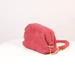 Hand-Knitted Red Shoulder Bag – Luxury Crochet Women’s Handbag with Chain Strap