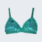 Green Lace Trim Push Up Bra Panty Set