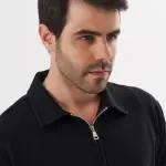 Black Quarter Zip Polo Shirt