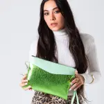 Metallic Texture Clutch-light green